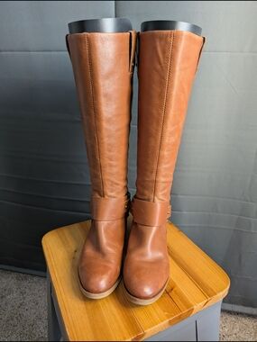 Nine West Tall Cognac Leather Over-the-Knee Boots